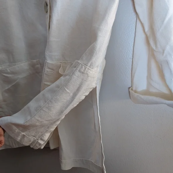 𝅺VINTAGE 1980s Creamy White Capezio Unlined Linen Blend Blazer Shaket - Picture 8 of 8